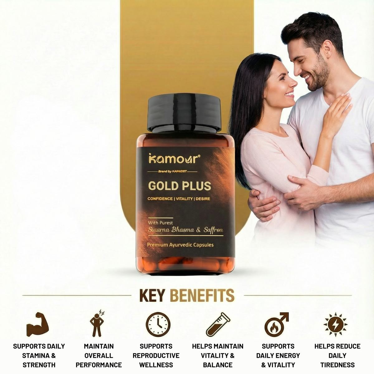Kamour Gold Plus – Premium Ayurvedic Male Wellness Support Capsules